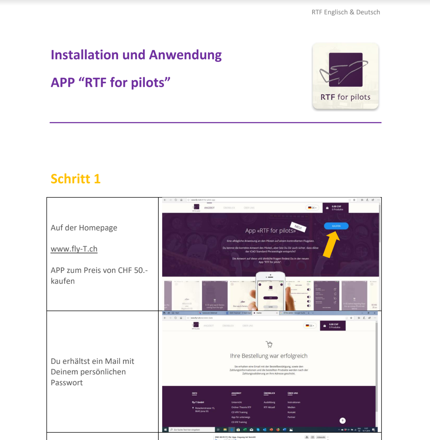 Installation und Anleitung mobile App